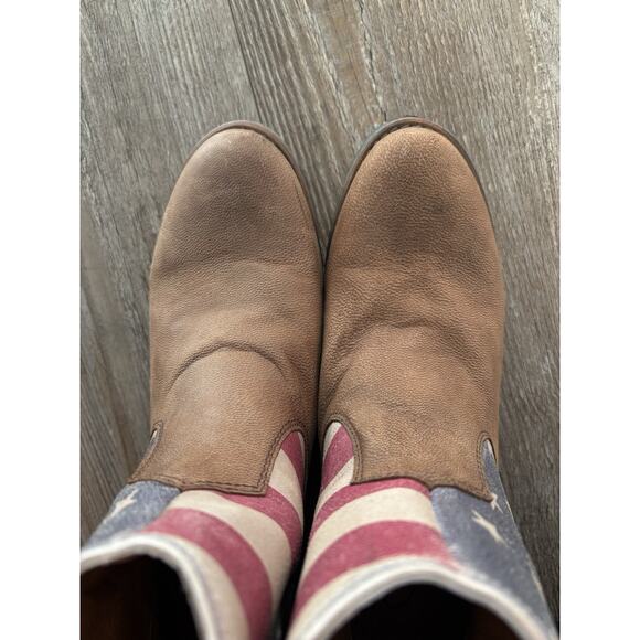 Women’s STERLING RIVER Cowboy Boots | Short | Size 8.5 M | Brown Stars & Stripes - Picture 10 of 12